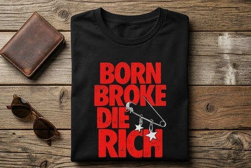 Born Broke Die Rich Cotton Long Sleeve Tee