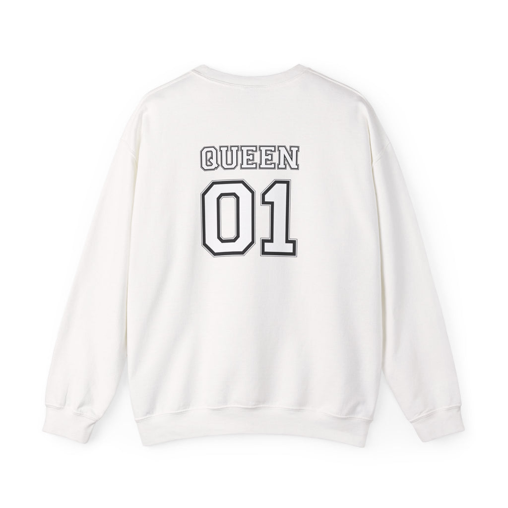 Queen Sweatshirt — 'Queen 01' Crewneck for Women (Regal Card Design)