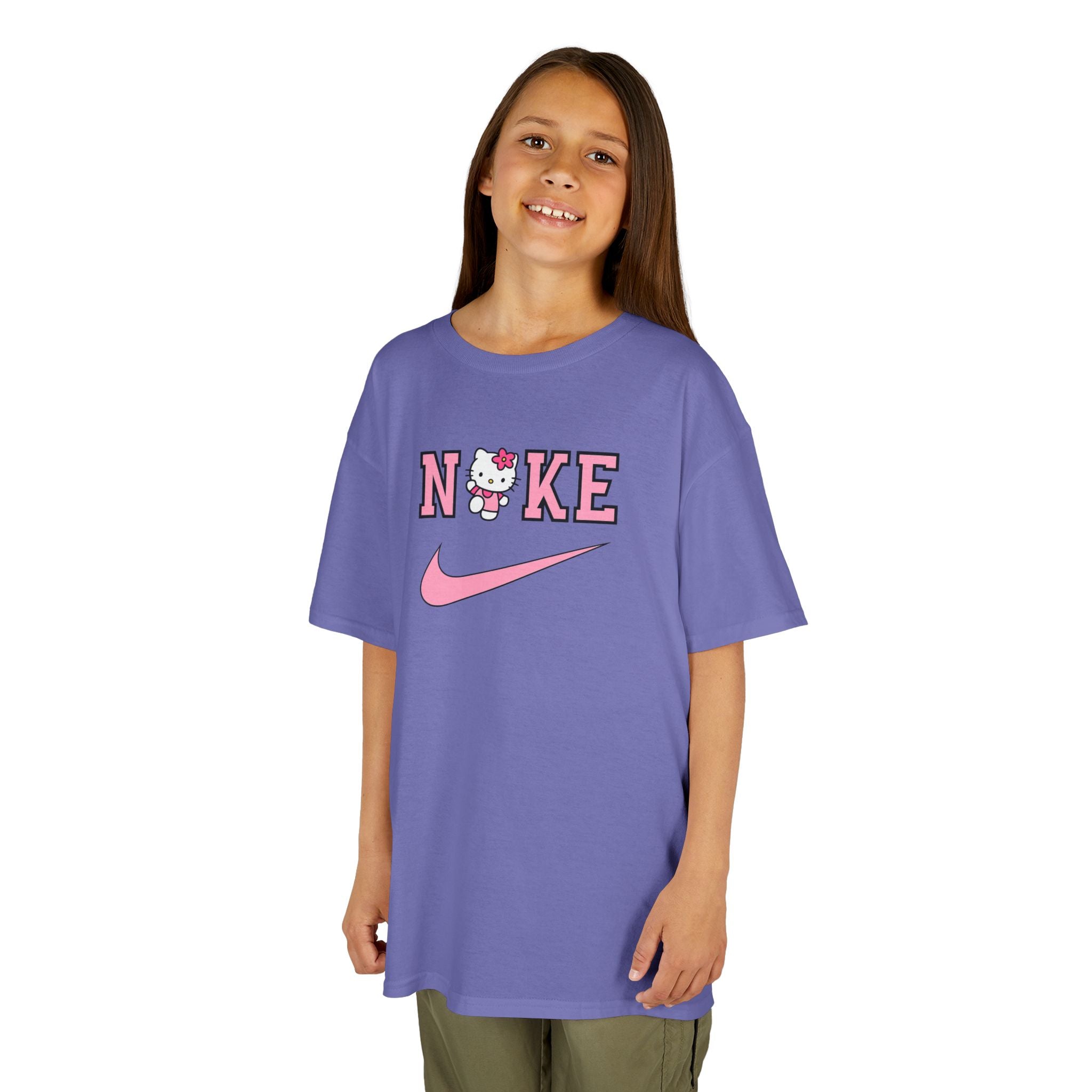 Kids T‑Shirt — Pink 'NIKE' Kitty Logo Tee