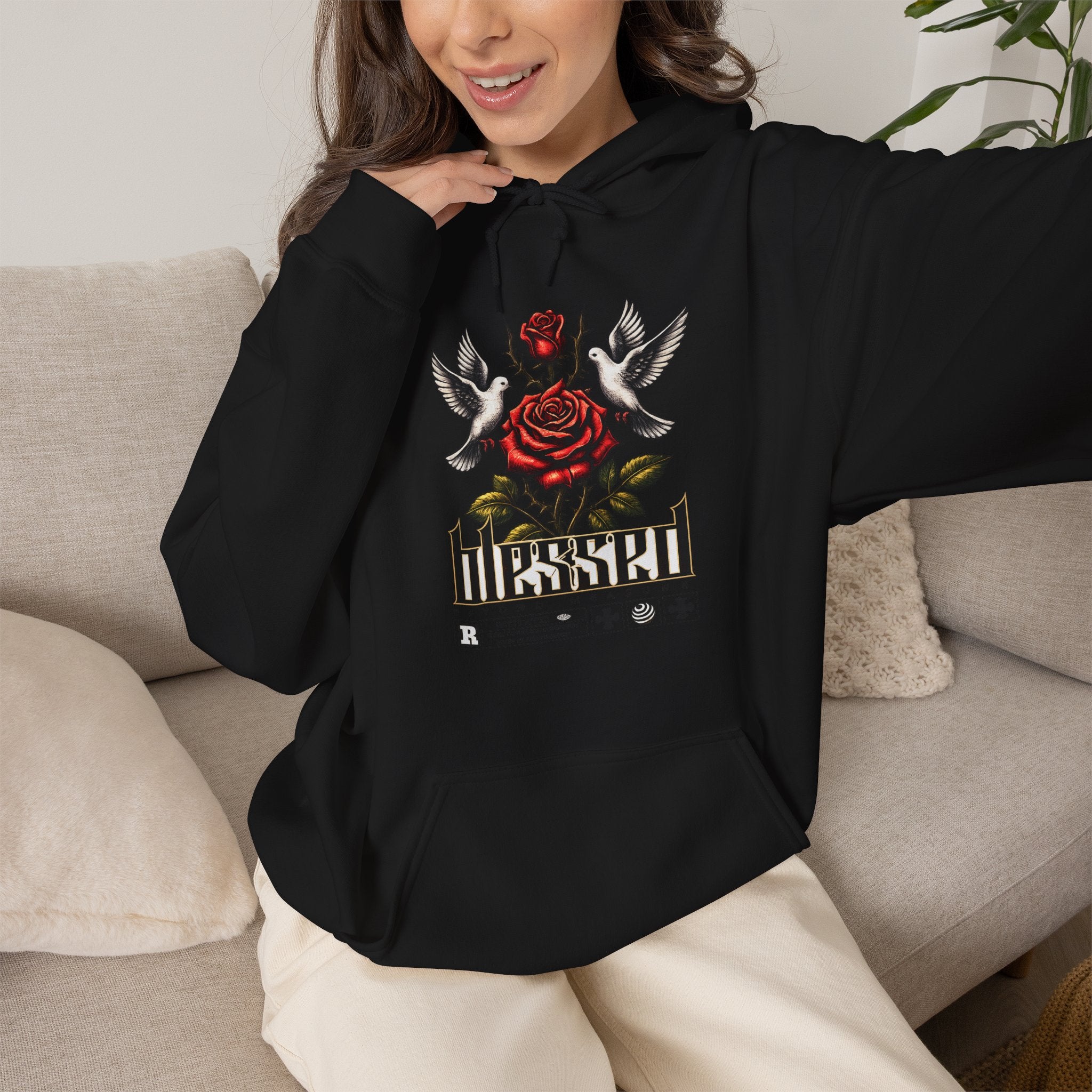 Blessed Rose Hoodie — Vintage Floral Faith Graphic Pullover