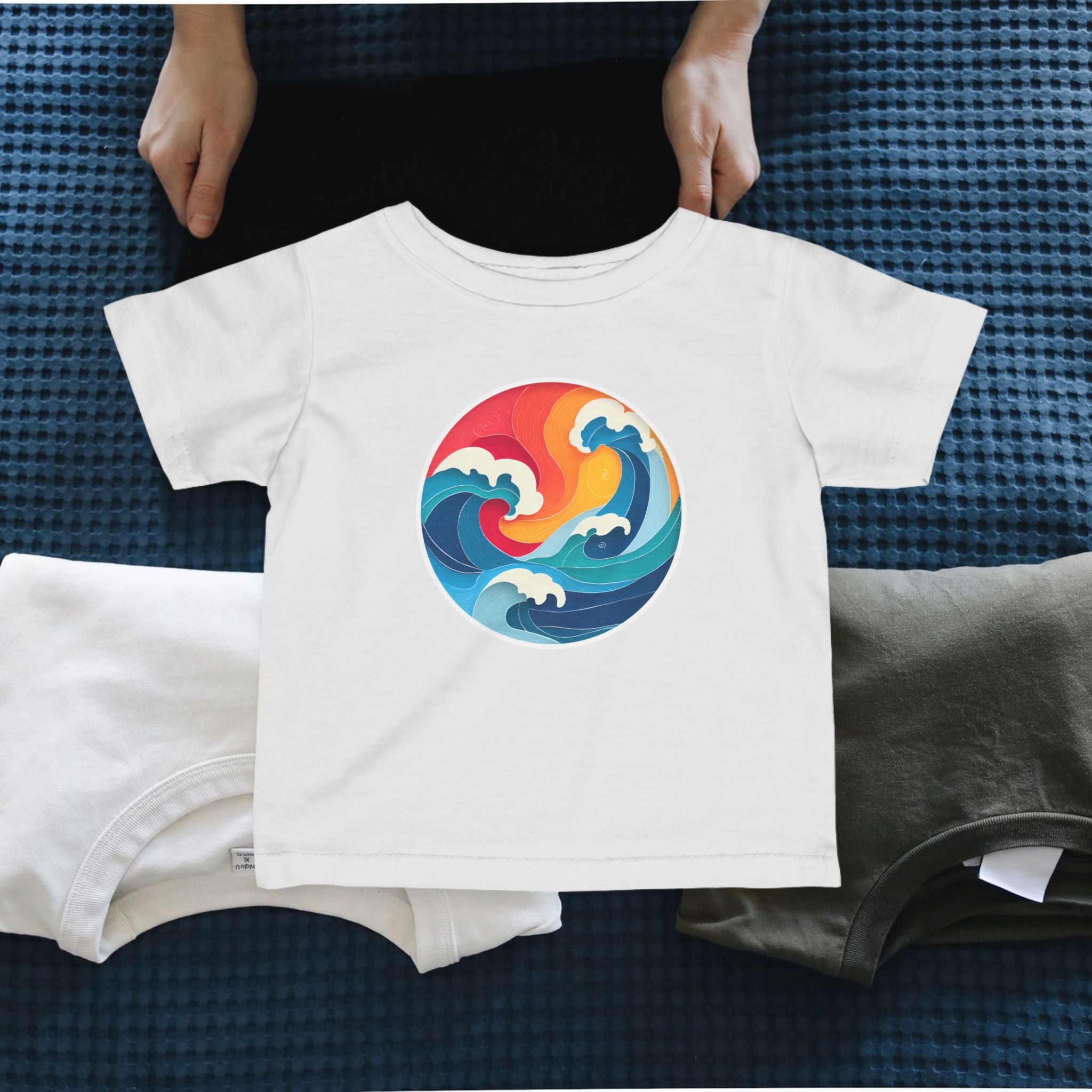 Infant Tee — Colorful Ocean Wave Circle Graphic Baby Shirt