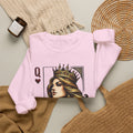 Queen Sweatshirt — 'Queen 01' Crewneck for Women (Regal Card Design)
