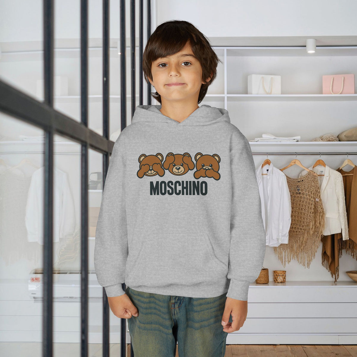 Kids Moschino Bear Hoodie – Cute Cartoon Bear Graphic Sweatshirt
