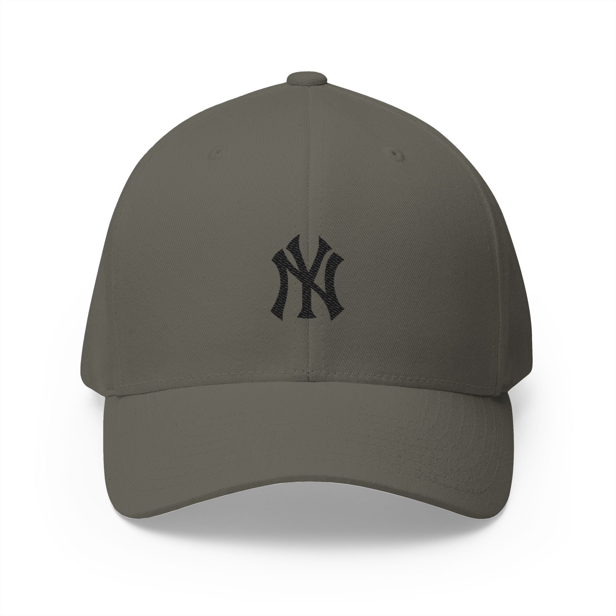 Embroidered NY Logo Cap — White Structured Closed-Back Baseball Hat