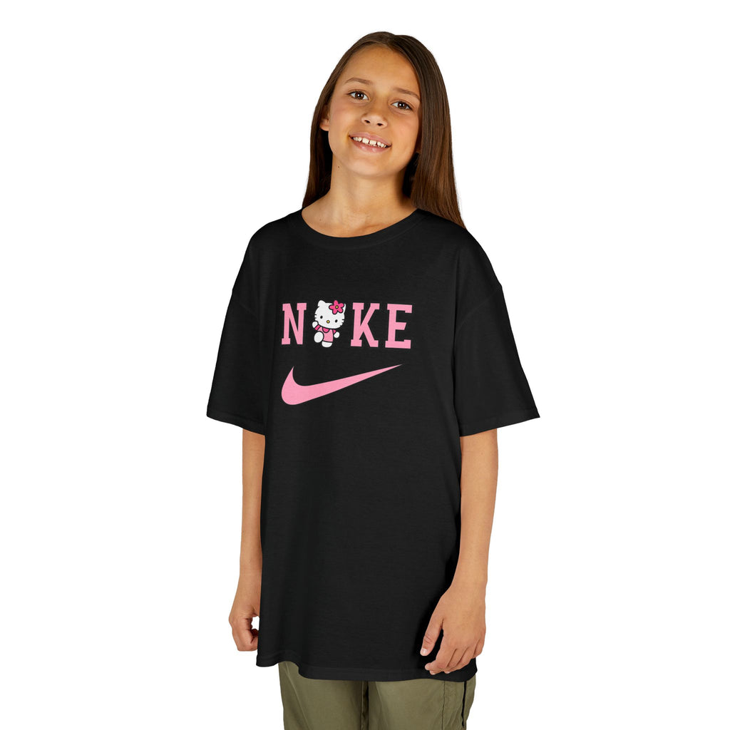 Kids T‑Shirt — Pink 'NIKE' Kitty Logo Tee