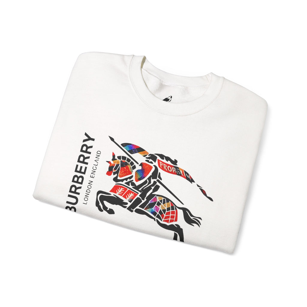 Crewneck Sweatshirt — Vintage Burbury Plaid Knight Graphic
