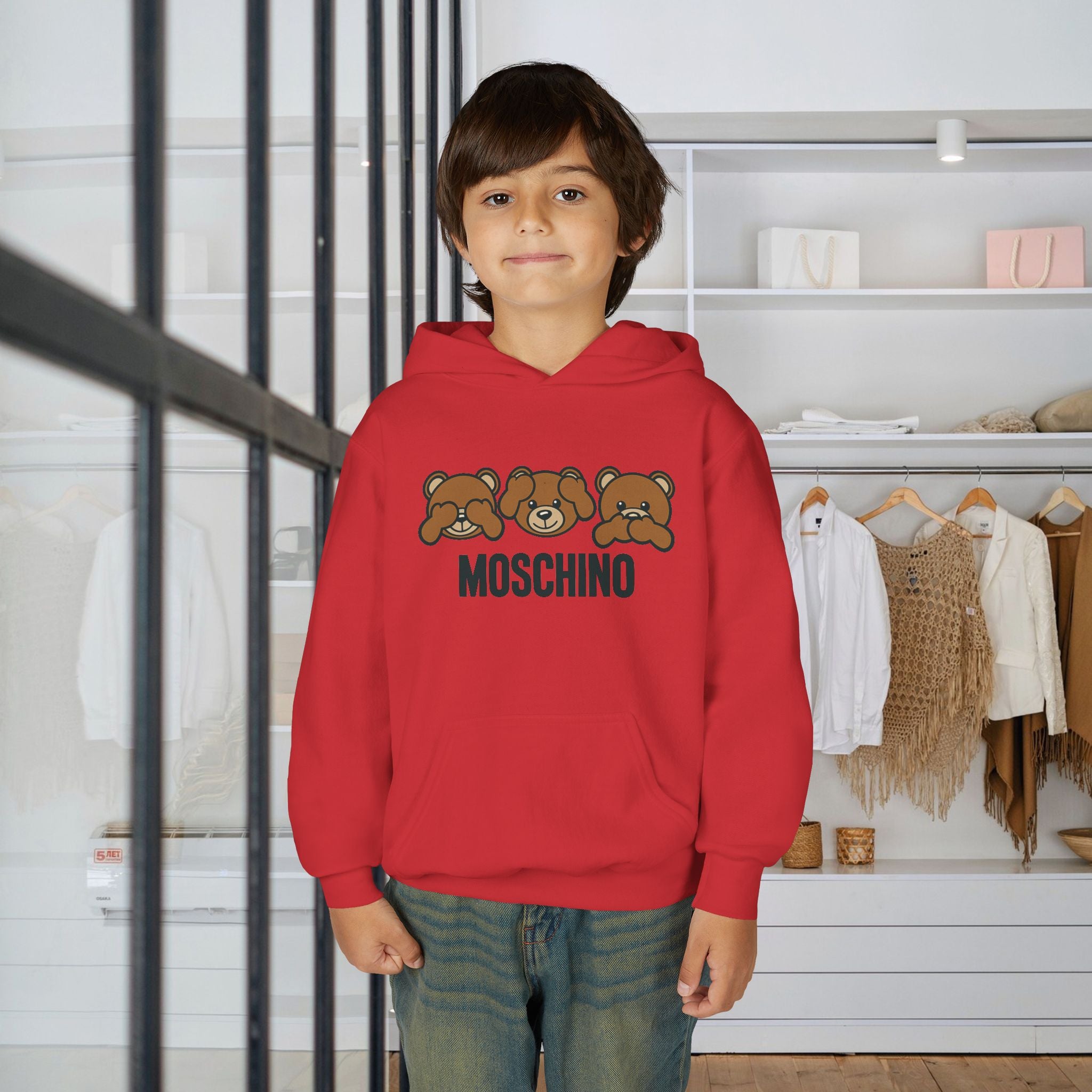Kids Moschino Bear Hoodie – Cute Cartoon Bear Graphic Sweatshirt