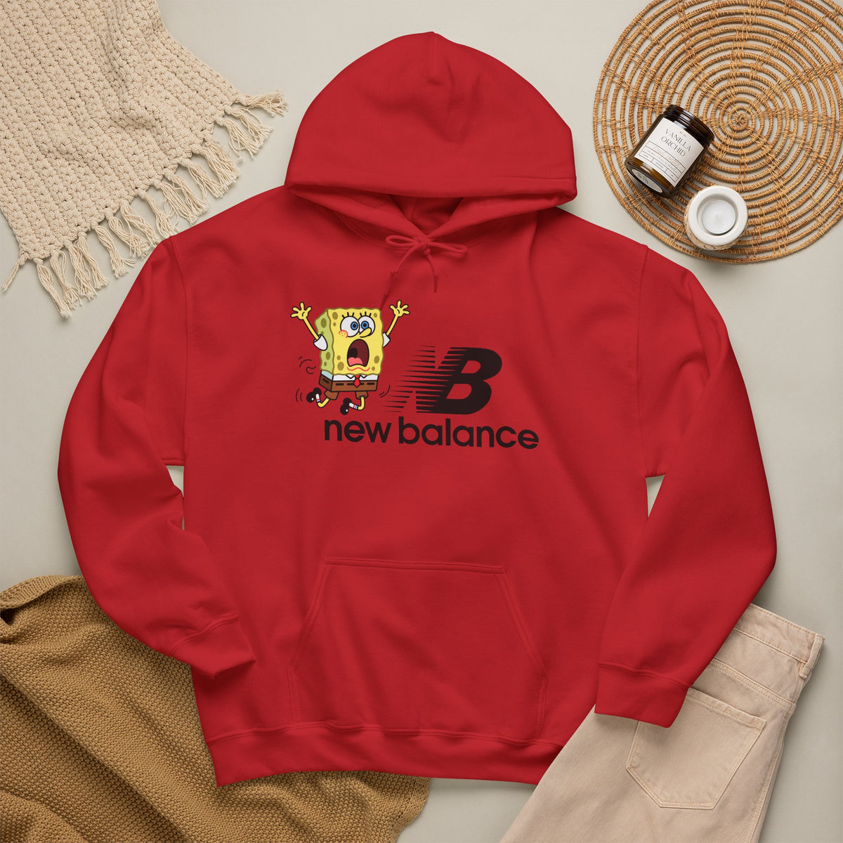 SpongeBob x New Balance Graphic Hoodie — Retro Cartoon Logo Pullover