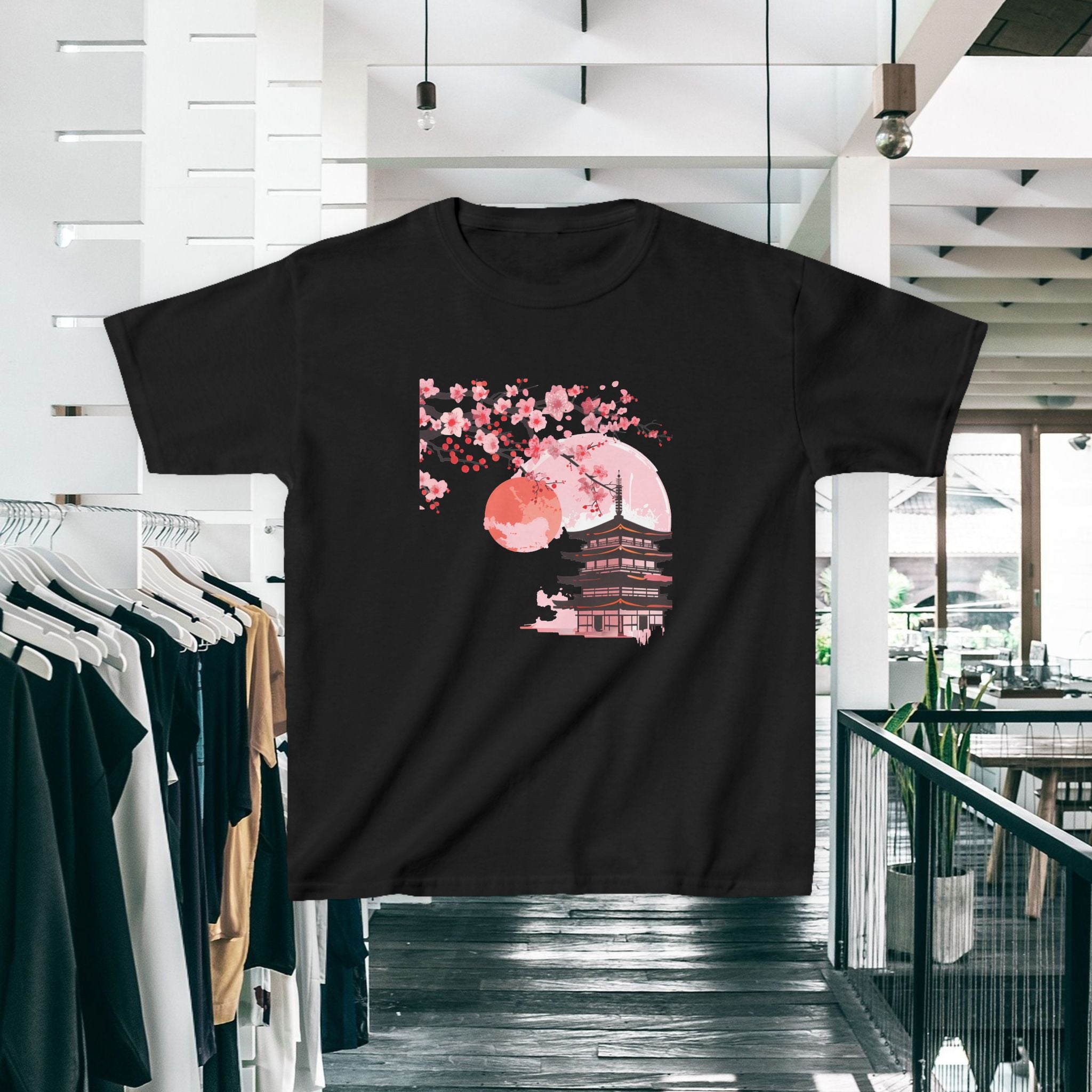 Kids Tee — Sakura Cherry Blossom Pagoda Japan Graphic (Spring Festival)