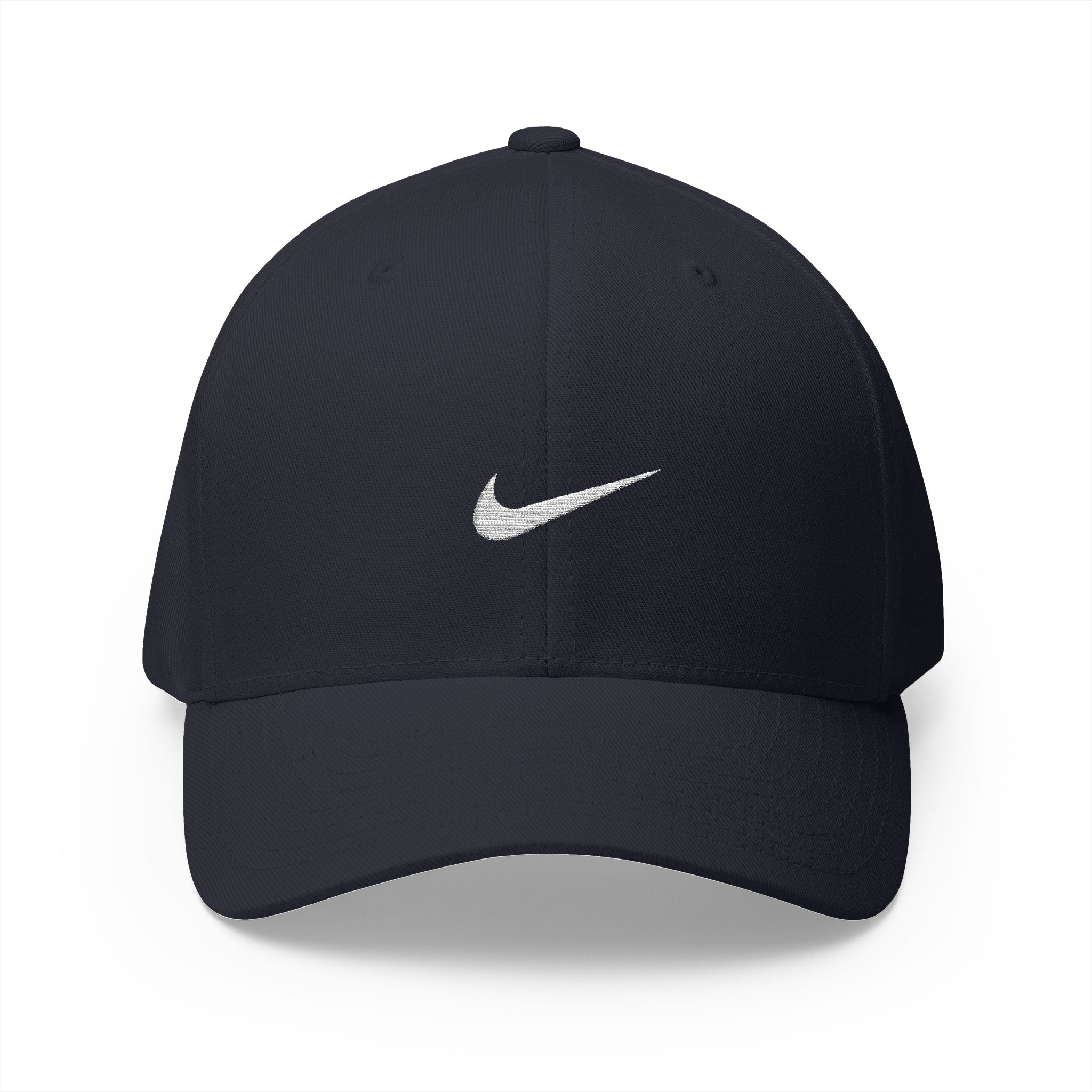 Nike white logo Embroidered Swoosh Cap — Closed-Back Structured Baseball Hat