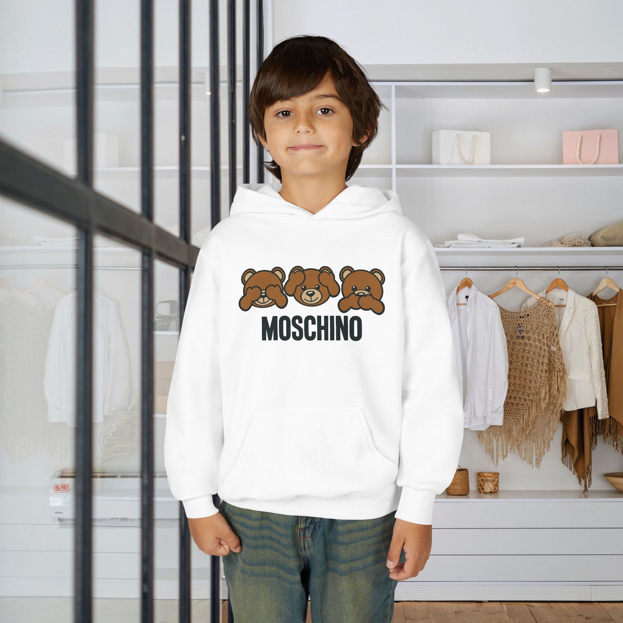 Kids Moschino Bear Hoodie – Cute Cartoon Bear Graphic Sweatshirt