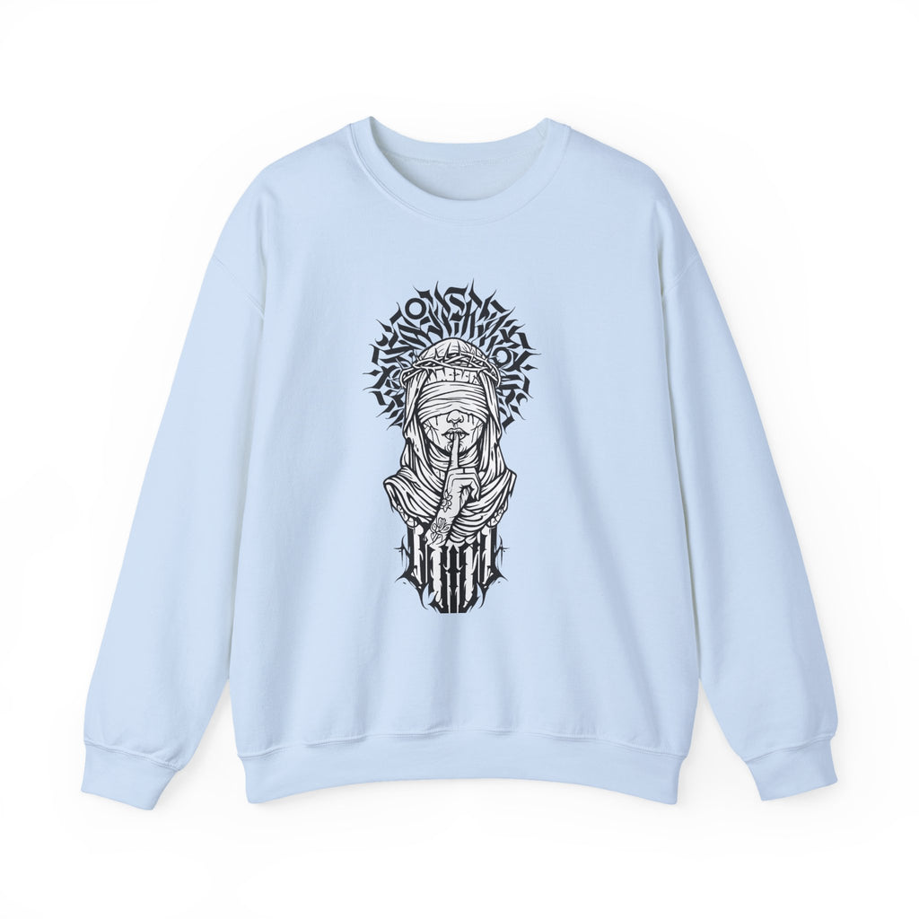 Shh… Angel Graphic Sweatshirt — Gothic Guardian Crewneck