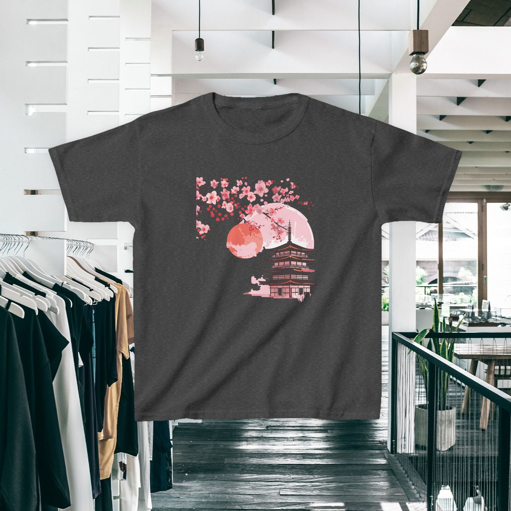Kids Tee — Sakura Cherry Blossom Pagoda Japan Graphic (Spring Festival)