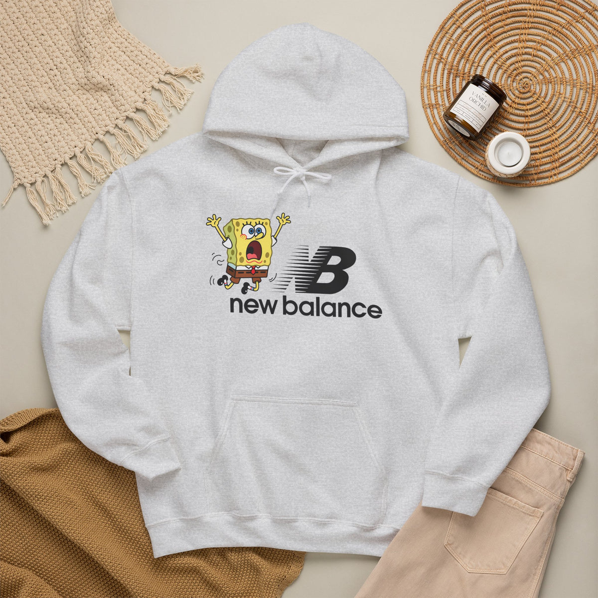 SpongeBob x New Balance Graphic Hoodie — Retro Cartoon Logo Pullover