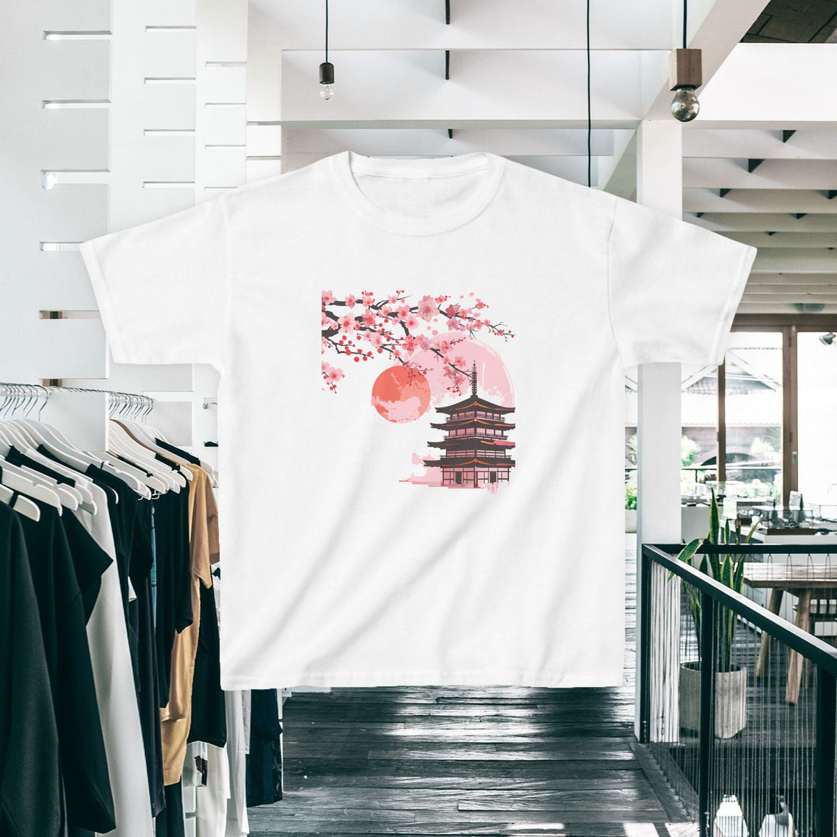 Kids Tee — Sakura Cherry Blossom Pagoda Japan Graphic (Spring Festival)