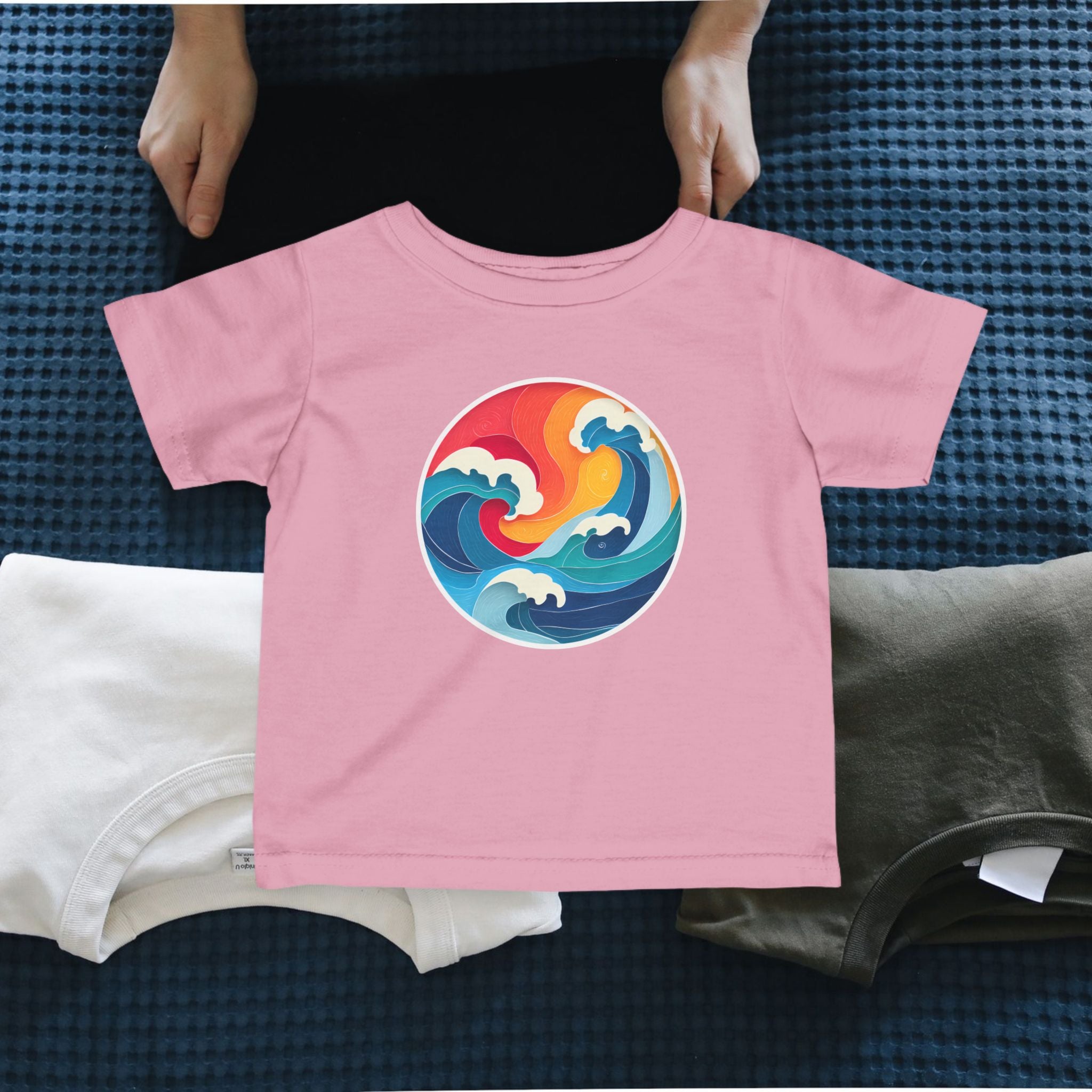 Infant Tee — Colorful Ocean Wave Circle Graphic Baby Shirt