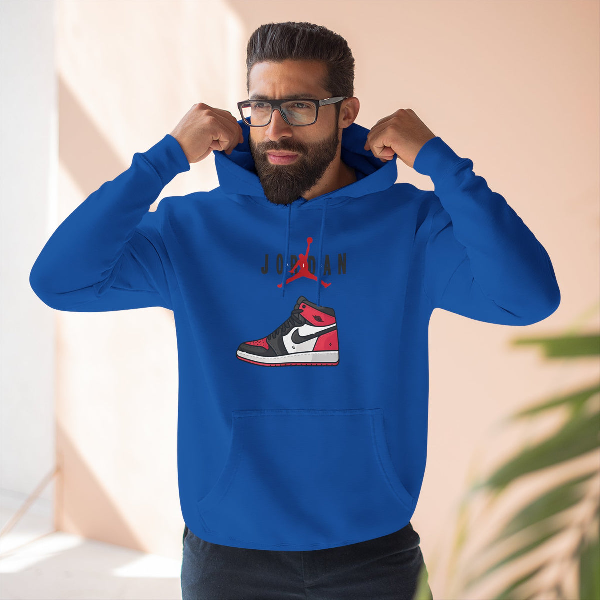 Jordan Sneaker Graphic Hoodie — Retro Red & Black Air Shoe Design