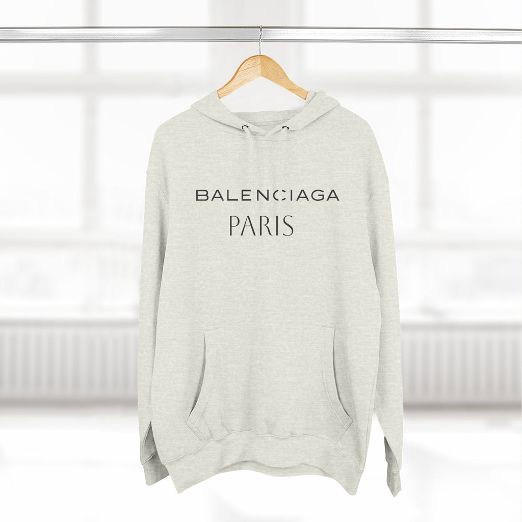 Paris Logo Hoodie — Minimalist Beige Fleece Pullover