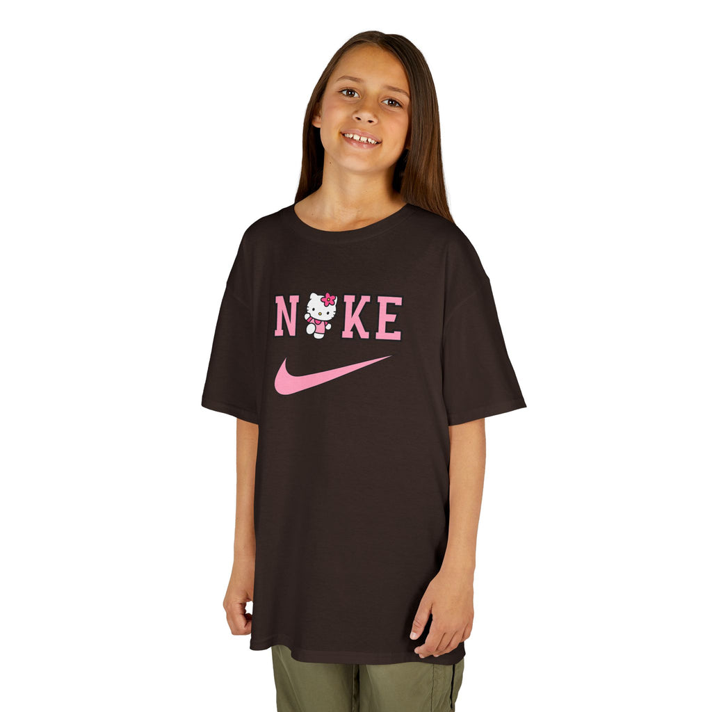 Kids T‑Shirt — Pink 'NIKE' Kitty Logo Tee