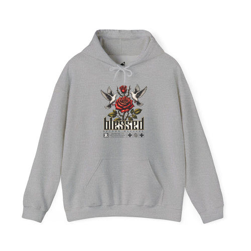 Blessed Rose Hoodie — Vintage Floral Faith Graphic Pullover