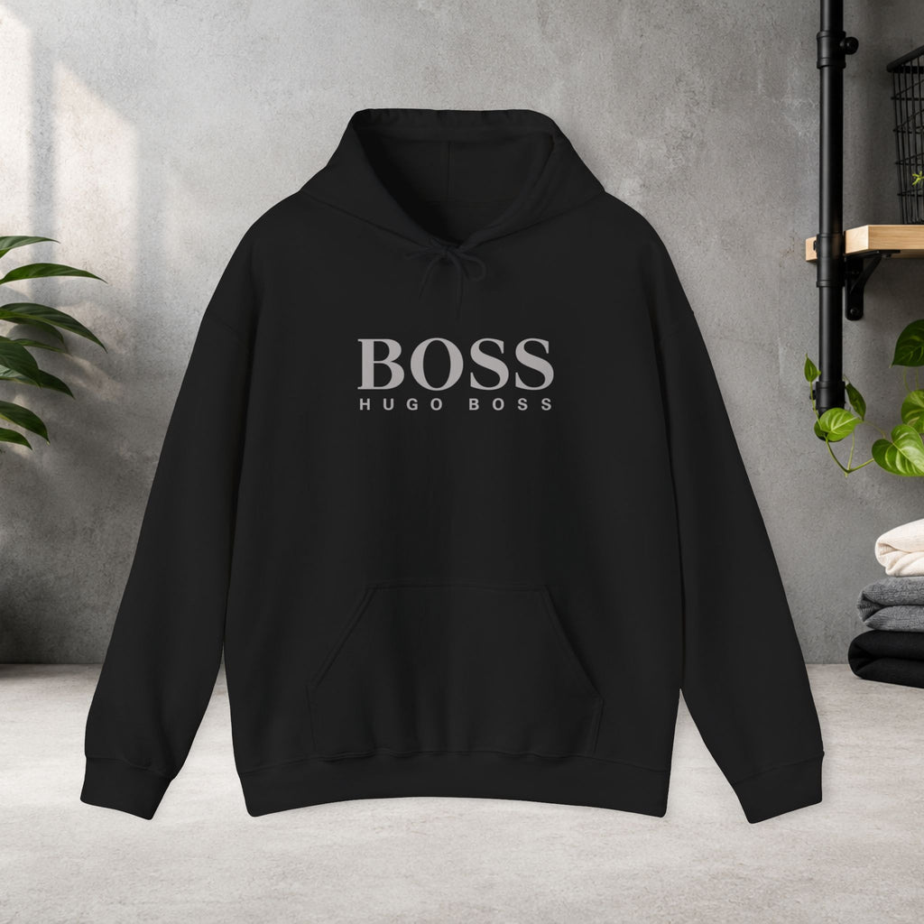 Boss Hoodie — Minimal 'BOSS' Front with Neon Anime Back Graphic