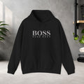 Boss Hoodie — Minimal 'BOSS' Front with Neon Anime Back Graphic