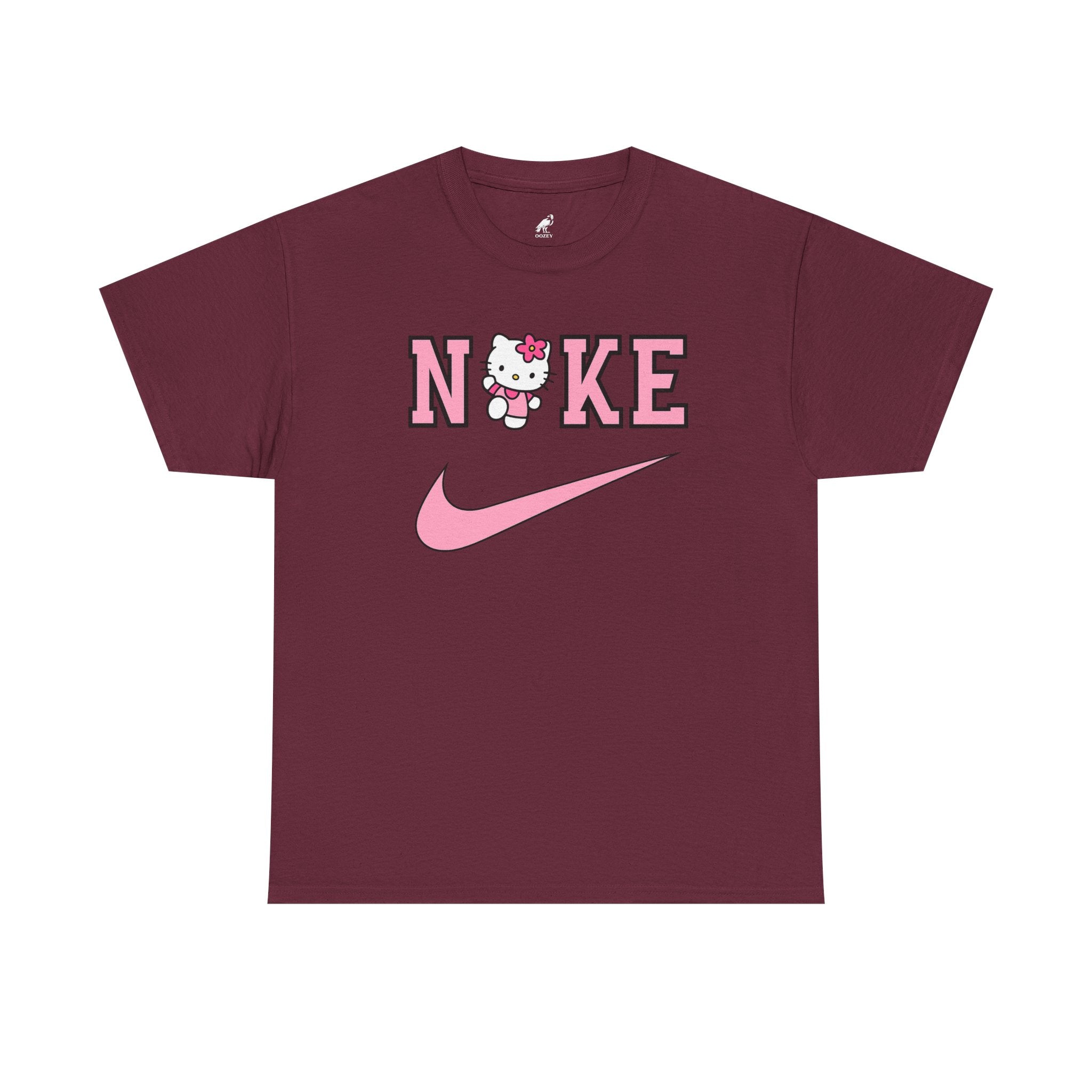 Hello Kitty x Pink Swoosh Tee — "NIKE" Parody Graphic T‑Shirt