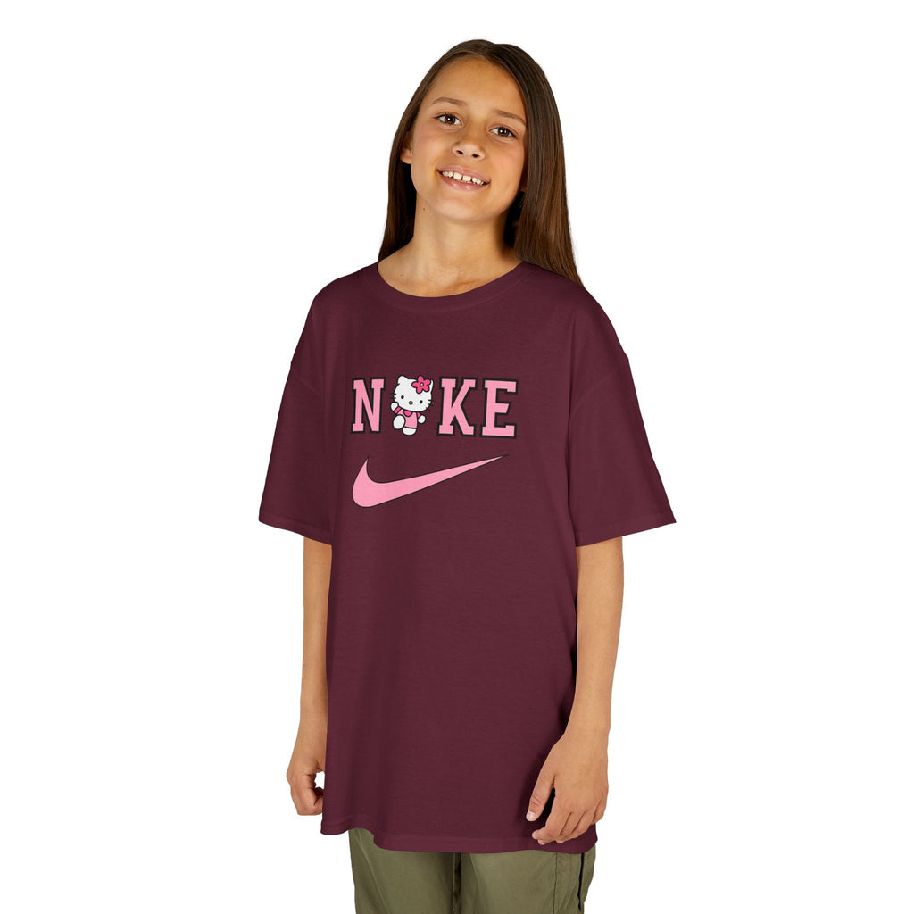 Kids T‑Shirt — Pink 'NIKE' Kitty Logo Tee