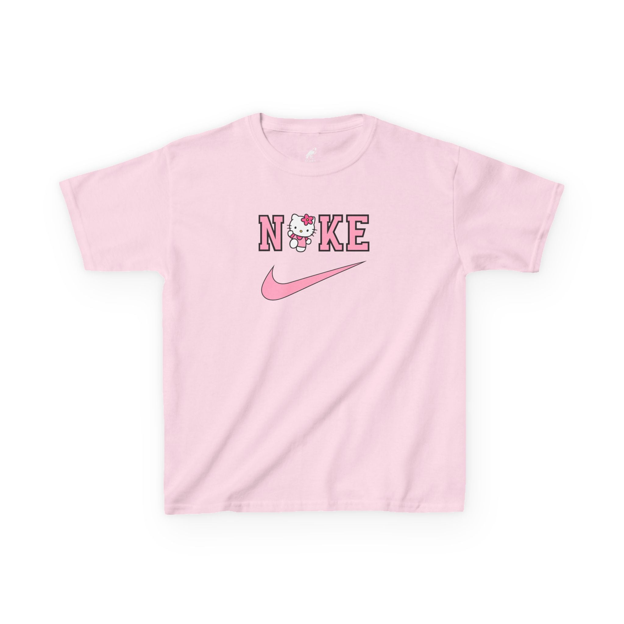 Kids T‑Shirt — Pink 'NIKE' Kitty Logo Tee