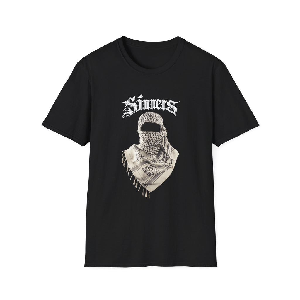 Sinners Graphic Tee — Vintage Gothic Masked Figure T-Shirt