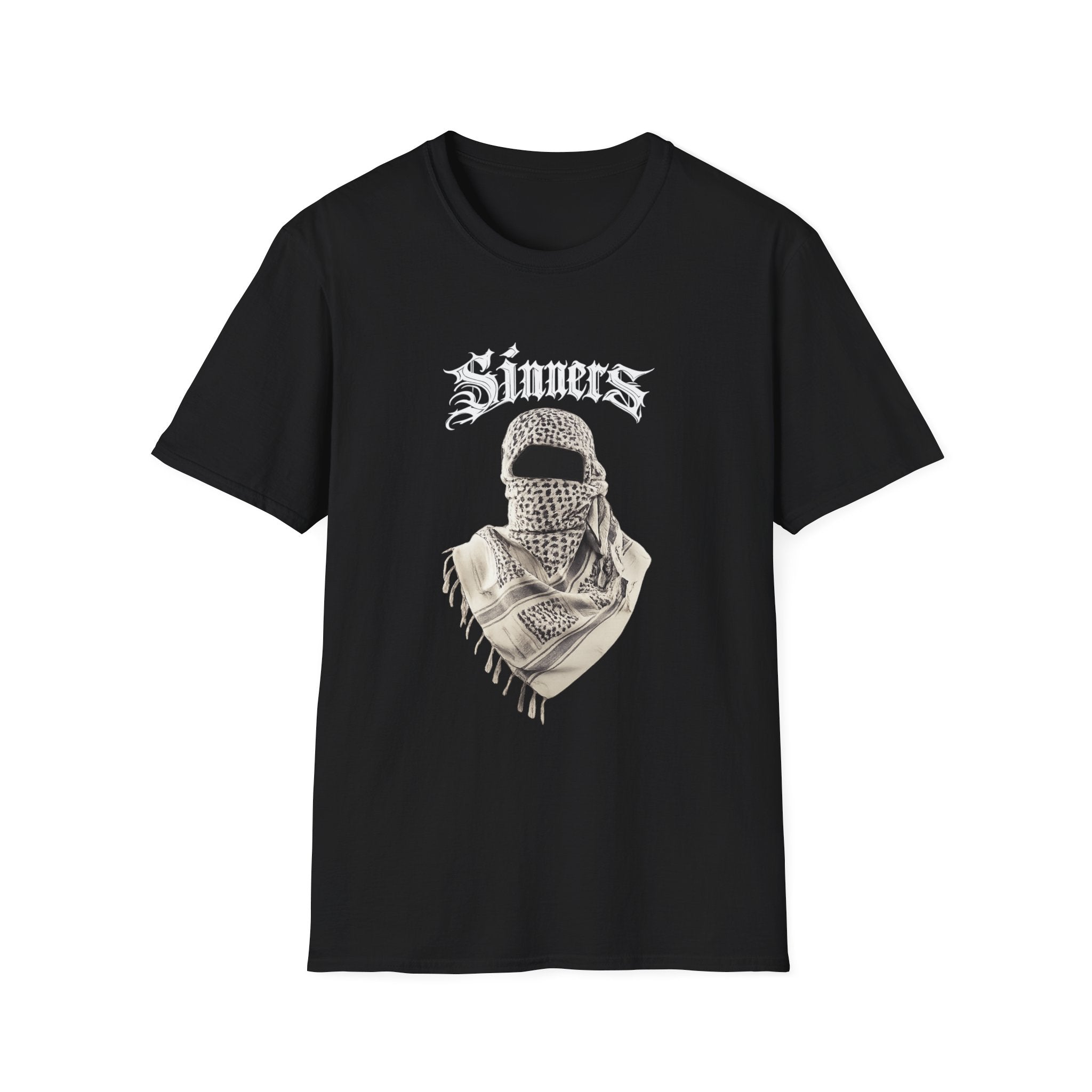 Sinners Graphic Tee — Vintage Gothic Masked Figure T-Shirt