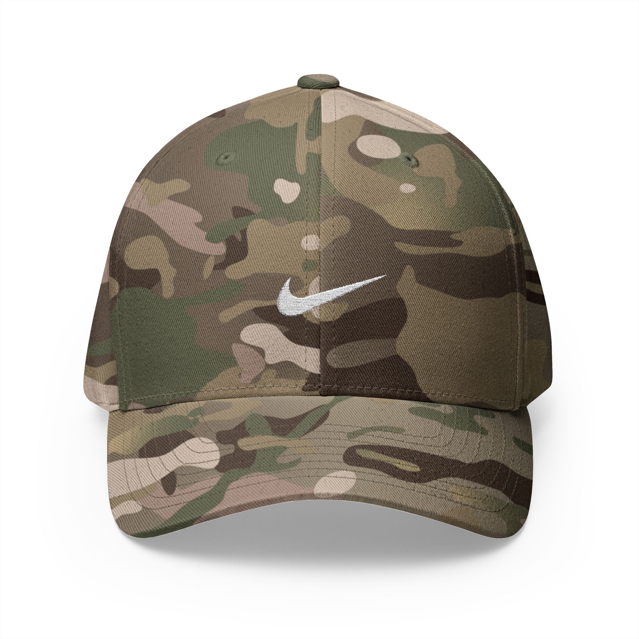Nike white logo Embroidered Swoosh Cap — Closed-Back Structured Baseball Hat