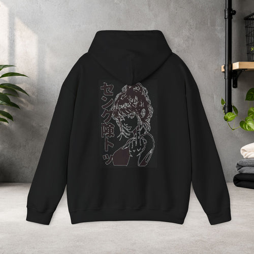 Boss Hoodie — Minimal 'BOSS' Front with Neon Anime Back Graphic