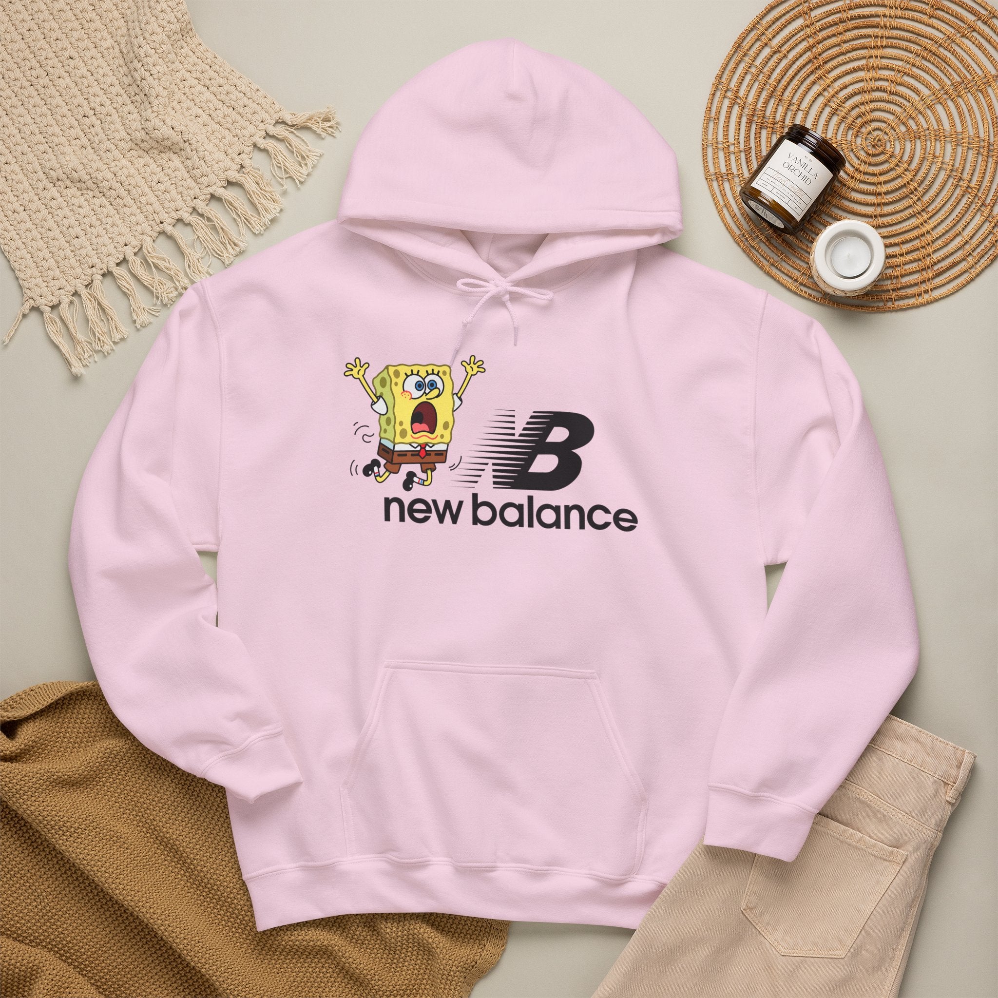 SpongeBob x New Balance Graphic Hoodie — Retro Cartoon Logo Pullover
