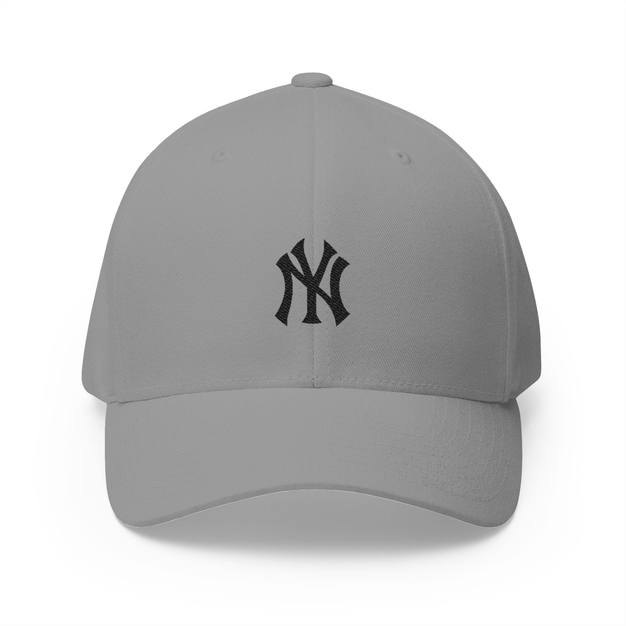 Embroidered NY Logo Cap — White Structured Closed-Back Baseball Hat